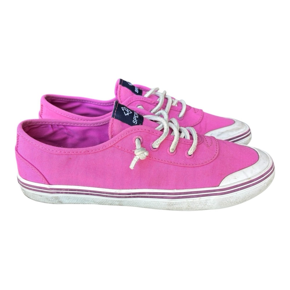Sperry Lounge Away 2 Lace Pink Canvas Sneakers Women 7 Casual Boat Shoes Coastal